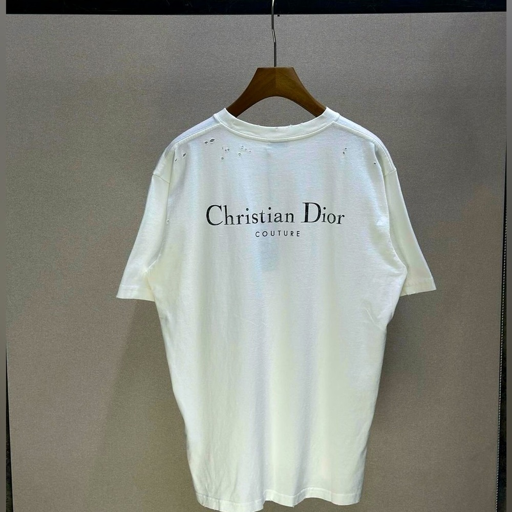 SOLD OUT !!!Christian Dior Couture  T-Shirt , white Distressed- Effect cotton